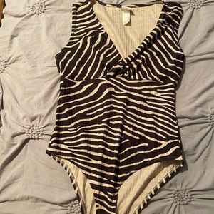 Brown zebra print bodysuit